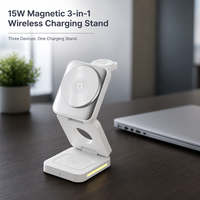 Support de charge sans fil magnétique pliable 3-en-1 pour téléphones, iWatch et Airpods