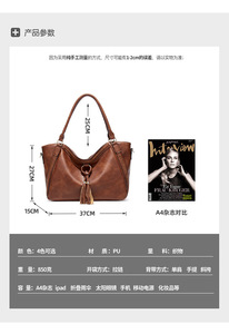 Bolsos de Mano de Cuero Suave para Mujer, Bolsos de Hombro de Diseñador de Lujo, Bolsos Cruzados de Gran Capacidad para Damas, Bolsos de Mensajero de Moda para Compras - Product Image 2