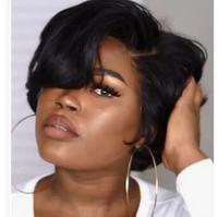 Wig Bob Peru Tanpa Lem Murah, Wig Pixie Cut Rambut Asli dengan Lace Front, Ekstensi Rambut Bob Closure Wig Pixie Lurus dengan Lace Frontal, Berwarna