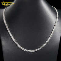 Chaîne Moissanite 5mm Petite Taille Iced Out Vvs Moissanite Chaîne à maillons cubain en argent sterling 925 Plaqué or blanc 18 carats Bijouterie fine