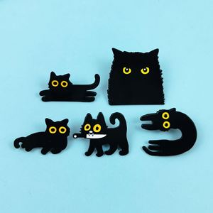 Pins de Esmalte Suave Personalizados al por Mayor con Diseño de Gato Negro de Anime y Dibujos Animados, Fabricante de Insignias Metálicas para Solapa con Muestra Gratuita para Regalos - Product Image 1