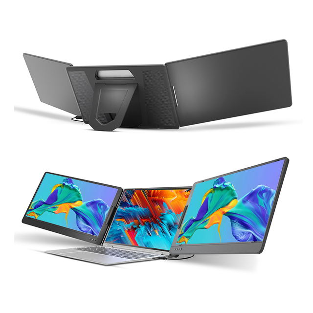 Dual 14-Inch IPS Full HD Portable Monitor with Triple Screen Extension for Laptop Type-C Interface Business Series