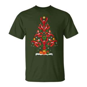 Camiseta Lobster Christmas Tree de manga corta, unisex, con cuello redondo, diseño navideño, regalo de Navidad - Product Image 1
