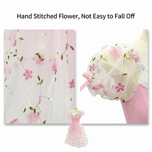 Vestido Tutú Romántico Rosa Floral para Mujer, Disfraz de Ballet de Tul Suave con Apliques de Flores para Actuación de Coopelia - Product Image 2