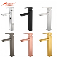 Robinet de lavabo de salle de bain monotrou monotrou carré noir mat à montage sur comptoir avec mitigeur à poignée unique, cartouche céramique, en acier inoxydable 304, pour salle de sport