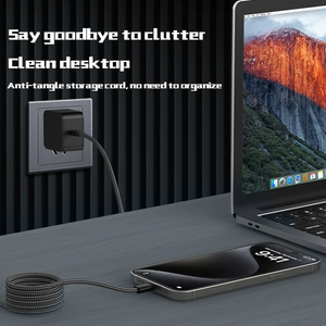 Câble de charge rapide magnétique 65W USB C à C pour <span class=keywords><strong>iPhone</strong></span> 15 Macbook & Samsung Veste en nylon Fil de charge rapide pour ordinateurs portables - Product Image 4