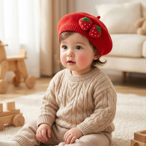 Nouveau béret pour bébé, chapeau doux et respirant pour la protection de la fontanelle du nouveau-né, chapeau de peintre pour enfants de style européen et américain - Product Image 4