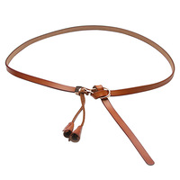 Sabuk Kulit Asli JULUN Sabuk Kulit Kustom Sabuk Wanita Multi Warna Tali Tipis Cincin Logam O Dekorasi Rumbai Tali Pinggang Ramping