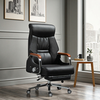 Chaise de bureau de direction ergonomique de luxe contemporaine en cuir PU avec base pivotante et réglage manuel de la hauteur pour conférence et réception