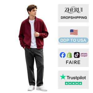 Custom Logo <b>Men</b> Stand Collar Zip-Up Hoodie <b>Lined</b> Cotton Oversized <b>Jacket</b> Sweatshirt Casual Daily Wear Winter - Product Image 2
