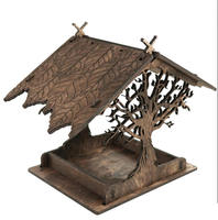 Mangeoire à oiseaux créative en bois avec corde de suspension, style nid décoratif et design creux en forme d'arbre pour petits oiseaux - Utilisation extérieure en jardin