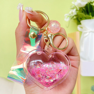 Biểu Tượng Tùy Chỉnh Sáng Tạo Dầu Cát Lún Tình Yêu Hình Dạng Long Lanh Acrylic Nhựa Keychain Dễ Thương Vài Trái Tim Chất Lỏng Đầy Keychain - Product Image 6