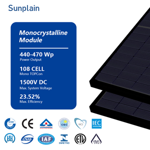 Panneau solaire 440W 450W 460W 470W 1500VDC IP68 Longue durée de vie Mono TOPCon 108 cellules Panneau solaire photovoltaïque haute efficacité pour usage domestique - Product Image 1