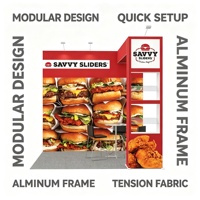 Stand d'exposition modulaire en tissu SEG, système de cadre en aluminium, assemblage sans joint pour grand stand de salon professionnel