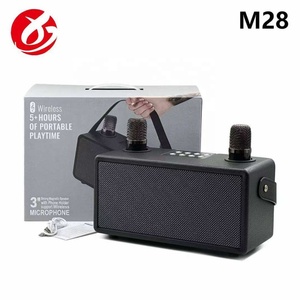 Haut-parleur karaoké sans fil portable en bois rétro vintage léger à double mode pour home cinéma M28 2400 mAh 20 W - Product Image 1