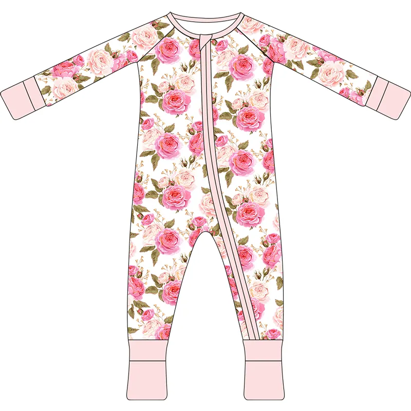 उच्च गुणवत्ता वाले ऑर्गेनिक बांस बेबी ओनेसी कस्टम प्रिंट बांस बेबी कपड़े रोम्पर बच्चा बच्चा बेबी बांस स्लीपर