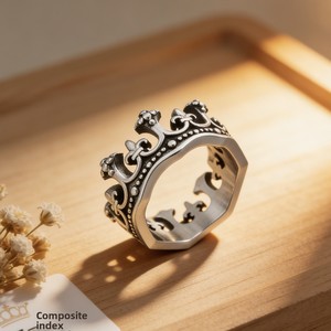 Anillo de Cristal Retro con Diseño de Corona Romana <span class=keywords><strong>Antigua</strong></span>, Joyería de Comercio Exterior, Anillo de Personalidad para Hombre y Mujer - Product Image 4