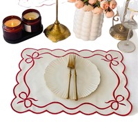 Napperons de table modernes en coton et lin brodés, antidérapants et résistants à la chaleur pour la décoration de table à manger