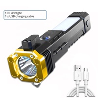 Lampe de poche LED multifonctionnelle Marteau de sécurité pour voiture avec lampe de travail magnétique Brise-vitre de sauvetage Lampes de poche rechargeables USB