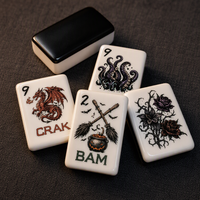 En gros, Jeu de Mahjong moderne d'Halloween avec motifs Tête de mort et Tentacule, dos noir, format de poche portable pour soirées de jeu en club