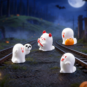 Adornos de Escritorio Miniatura: Muñeco Fantasma de Tren de Dibujos Animados de Halloween para Micro Paisajes, Lindos Adornos DIY - Product Image 4