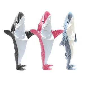 1pc Shark Blanket Adult Boys Girls Shark Blanket Wearable Shark Blanket  Shark Sleeping Bag (Pink)