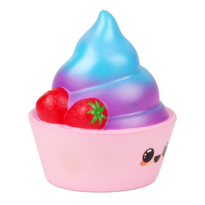 PU Foam Strawberry Sundae <b>Squishy</b> Toy Soft Slow Rebound Fidget Toy For Kids Age 5 To 7 Years Unisex - Product Image 3
