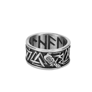 Bague de personnalité vintage en acier inoxydable pour homme Bijoux fins Retro Viking Text <span class=keywords><strong>Crow</strong></span> <span class=keywords><strong>Band</strong></span> Stylish for Wedding Party Anniversary - Product Image 6