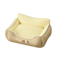 Canapé-lit pour animaux de compagnie en gros, rayé, côtés surélevés, coussin antidérapant, lit doux pour petit chien ou chat, OEM ODM
