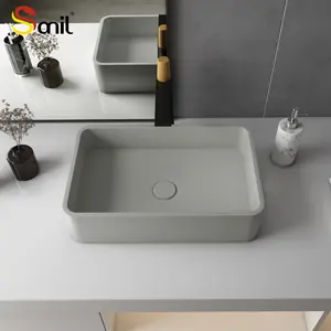 CUPC手工水泥盆石材实心矩形浴室水槽混凝土台面洗手灰色盆