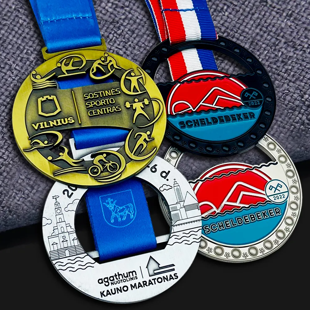 Medalha de metal personalizada para esportes, bicicleta de judô magnética personalizada, medalha de prata com fita, para competição de levantamento de peso, primeiro lugar, xadrez