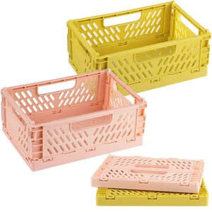 Có thể gập lại nhỏ nhựa PP Thùng tổ chức hình chữ nhật màu xanh lá cây màu xám hồng lưu trữ giỏ tiết kiệm không gian <span class=keywords><strong>mini</strong></span> hộp bin đóng mở - Product Image 5