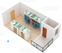 Cama de Dormitorio de Diseño Moderno Personalizada, Muebles de Dormitorio Blancos para Estudiantes, Cama Metálica Doble con Almacenamiento para Cuatro Personas