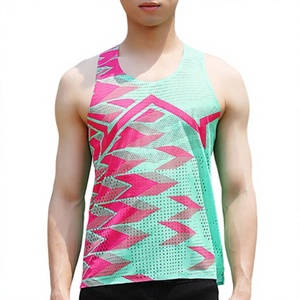 GURUNA-Z-INDUSTRY Débardeur sans manches pour homme à imprimé géométrique, col rond, séchage rapide, respirant, brodé, style sportif - Product Image 2