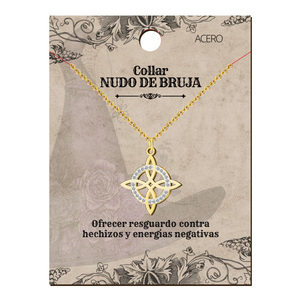 Collana con ciondolo religioso con nodo strega d'oro in acciaio inossidabile - Product Image 2