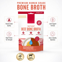 Bouillon de bœuf instantané pour chiens et chats 102g – Riche en protéines, aide au bien-être des articulations, hydratation et maintien, qualité alimentaire humaine, stimulant de vitalité