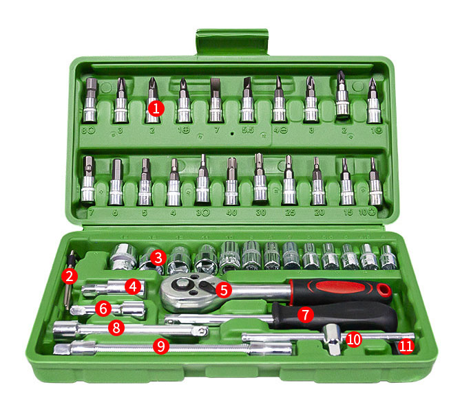 Juego de 46 piezas [galvanizado] caja verde