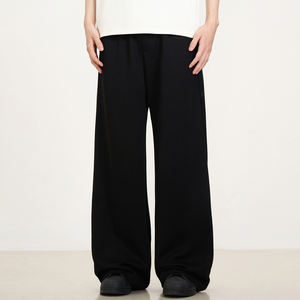 Pantalones de chándal de algodón 100% de calidad OEM al por mayor, estilo urbano, de corte recto, talla grande, para hombre, informales, de cintura media, con cordón, de tela gruesa. - Product Image 1