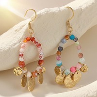 Boucles d'oreilles élégantes en acier inoxydable avec pierres naturelles, gemmes, cristaux, sodalite et agate colorée à facettes – Vente en gros