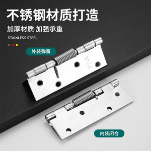 Stainless Steel <b>Spring</b> Hinge 304B 6 Hole 180 Degree Soft Closing <b>Door</b> Hinge Minimalist Design - Product Image 4