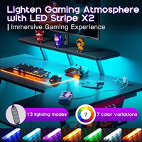 Bureau de jeu en forme de L, bureau de jeu pour gamer, table de jeu pour ordinateur avec éclairage RVB, échantillon gratuit