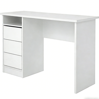 Bureau contemporain blanc à 3 tiroirs avec un espace de rangement super spacieux pour la maison et le bureau, petite table de bureau en bois avec tiroirs