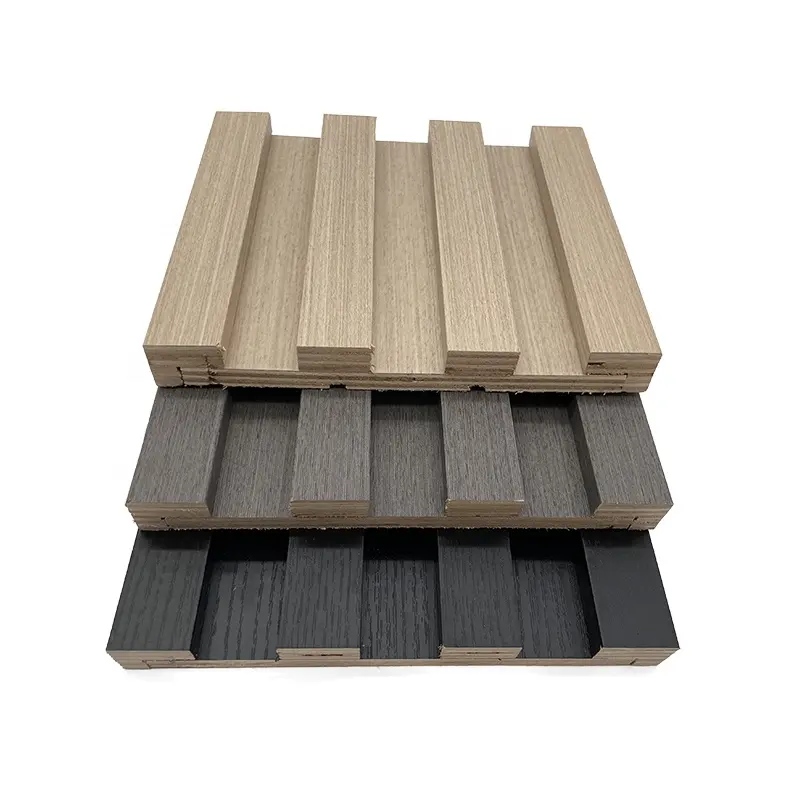 Interior Design 3D Wall Decor Siding Plank Board Solid Slats Timber Wooden Cladding Plank Panel Fluted Panel