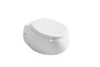 WC suspendu moderne en céramique monobloc avec réservoir encastré à double chasse, siphon en P, chasse d'eau à fermeture lente, pour usage hôtelier
