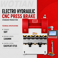 Presse plieuse CNC hydraulique de petite taille WE67K 50T1300MM, précise, avec contrôle stable du vérin et production flexible