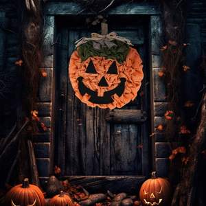 Guirnalda de Calabazas de Halloween Tejida a Mano con Diseño Bordado, Reutilizable, de Algodón, Decoración para Fiestas, Adornos para Exteriores - Product Image 2