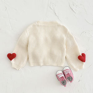 Bébé filles automne hiver à manches longues 100% coton pull respirant <span class=keywords><strong>Cardigan</strong></span> veste nouveau-né amour doux - Product Image 4