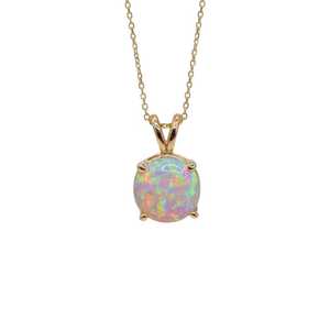 14K Gold Pink <b>Opal</b> <b>Necklace</b>, <b>Opal</b> Gold Pendant, Dainty <b>Necklace</b>, October Birthstone <b>Necklace</b>, Bridesmaid <b>Necklace</b>, Gift For Her - Product Image 1