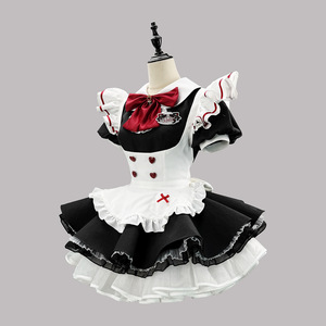 Pink Lolita <b>Maid</b> <b>Dress</b> Short Puffy Skirt Flutter Sleeve Anime Cosplay Costume - Product Image 2