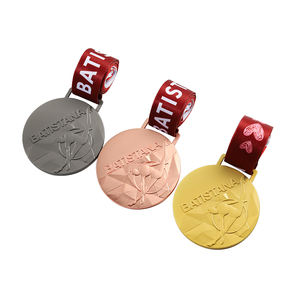 <span class=keywords><strong>Mat</strong></span> or argent cuivre coulée médaille rubans personnalisé métal debossed logo sport badminton danse batistana médaille - Product Image 3